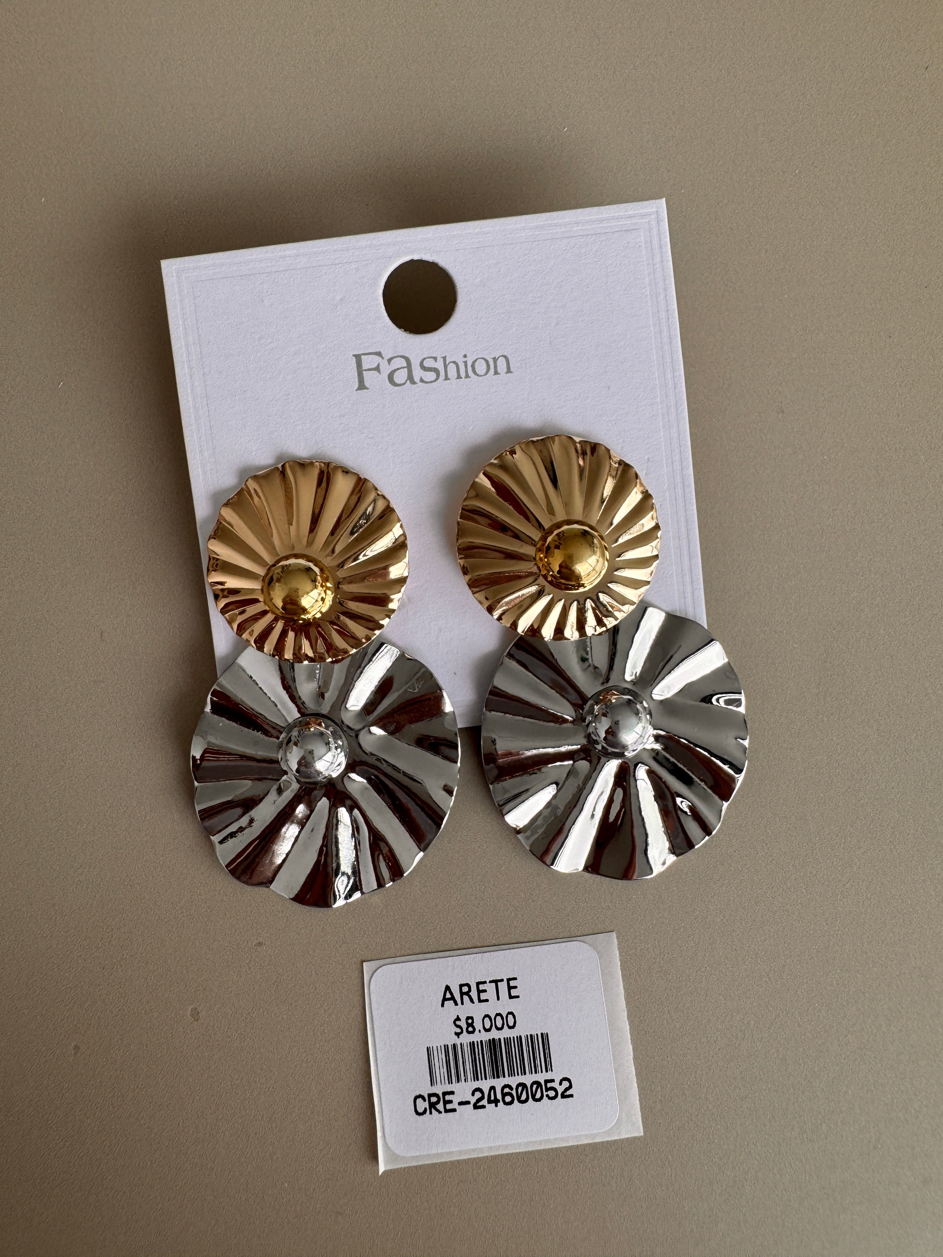 Arete Bicolor doble Texturizados con Relieve