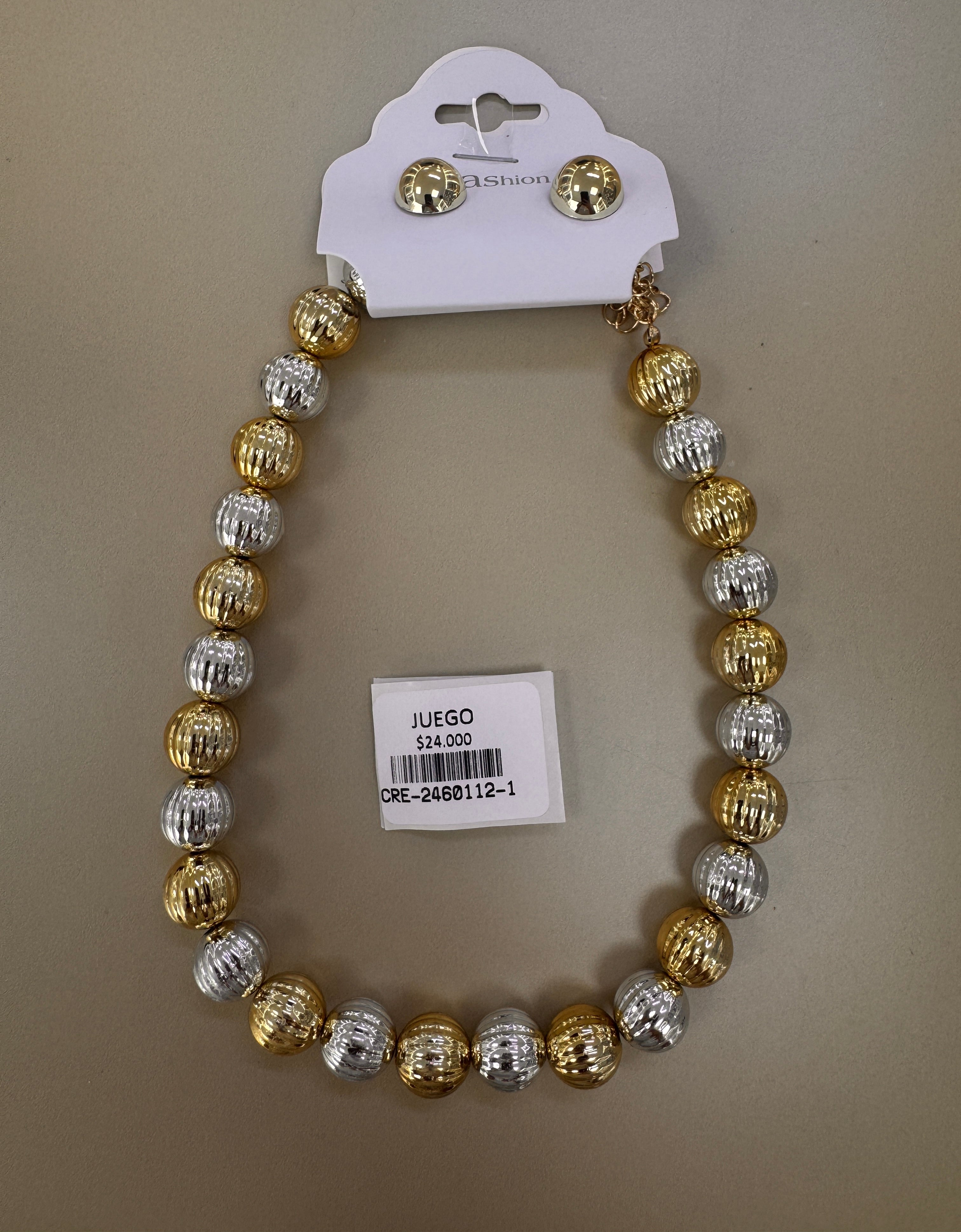 Juego de Collar de Cuentas Texturizadas y Topos