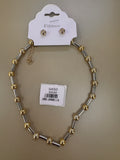 Juego de Collar y Aretes Bicolor con Esferas