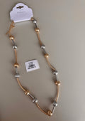 Collar Largo con Esferas Texturizadas Bicolor