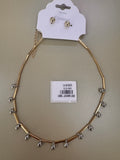 Juego de Collar y Aretes Bicolor con Detalles Colgantes