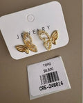 Aretes Topo Mariposa con Pedrería