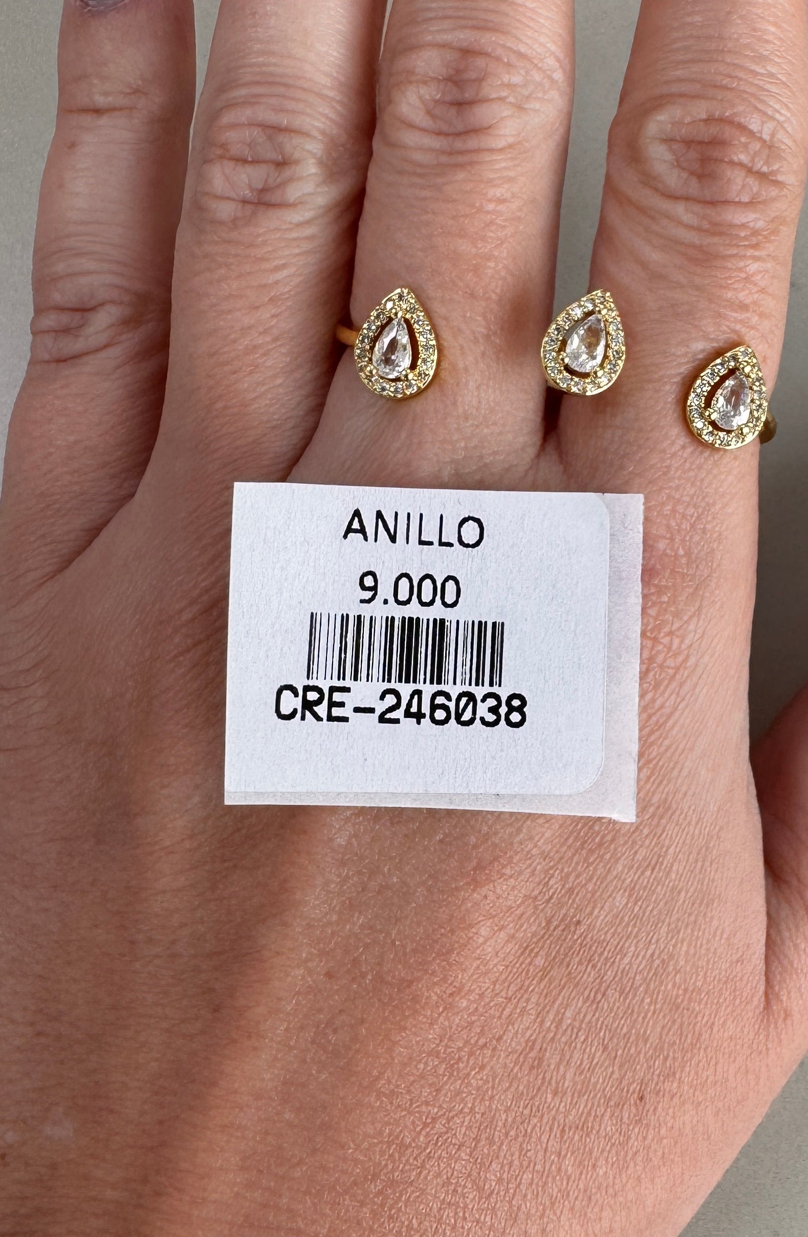 Anillo Doble Ajustable Multi-Gota con Microcircones