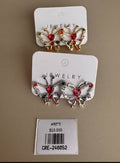 Aretes Mariposa con Corazón y Cristales