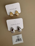 Aretes Gota Bicolor con Detalle Texturizado