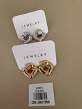 Aretes Corazón Doble con Centro Brillante