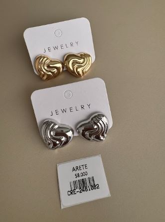 Aretes Corazón Ondulado en Relieve