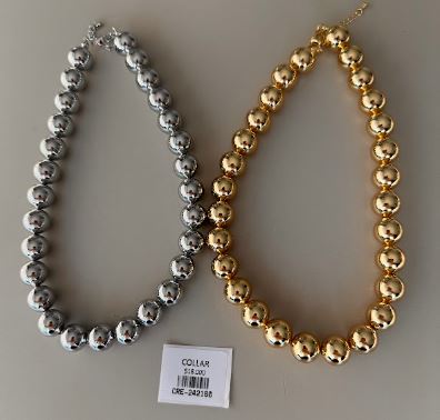Collar de Esferas Lisas Tono Dorado o Plateado
