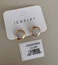 Aretes Dorados Circulares con Corazón de Pedrería