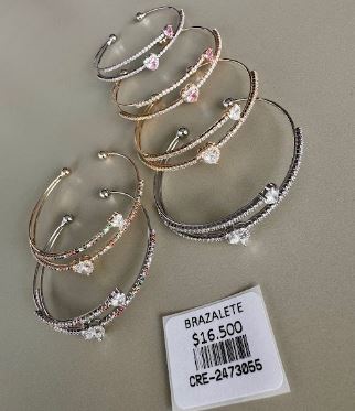 Brazalete Rígido Doble con Circonia en Corazón