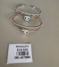 Brazalete Rígido Doble Cabeza de Leopardo y Circonias