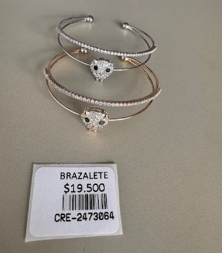Brazalete Rígido Doble Cabeza de Leopardo y Circonias