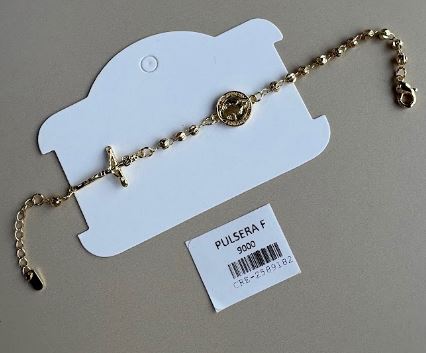 Pulsera de Cadena con Cruz y Medalla Religiosa