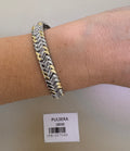 Pulsera Tejido Espiga Bicolor en Tono Plateado y Dorado