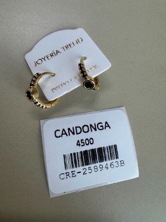 Candongas Doradas con Cristal Negro