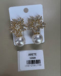 Aretes Flor Radiante con Perla Blanca con Microcircones