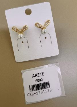 Aretes con Perla y Detalles en Pedrería