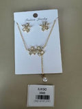 Set de Collar y Topos con Flores y Perla