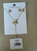 Set de Collar y Topos con Mariposas Brillantes