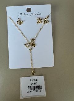 Set de Collar y Topos con Mariposas Brillantes