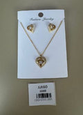 Juego de Collar y Aretes con Dije de Corazón