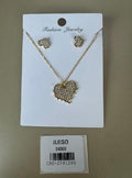 Set de Collar y Topos Corazón con Piedras