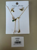 Juego Collar y Aretes Mariposa con Perla y Zirconia Dorado