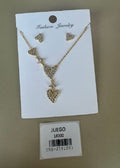 Set Collar y Aretes Corazones con Pedrería