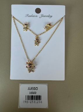 Set Collar Doble y Aretes con Figuras infantiles