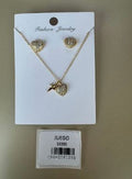 Set de Collar y Topos Corazón con Detalles