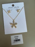 Set de Collar y Topos con Flor Brillante