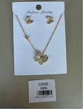 Juego Collar y Aretes Mariposa Brillante Dorado