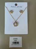 Set de Collar y Topos con Flor Nacarada