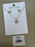Juego Collar y Aretes Estrella Brillante Dorado