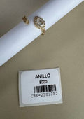Anillo Abierto con Cristal en Forma de Gota