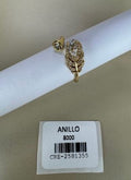 Anillo Abierto con Motivo de Pluma y Cristales
