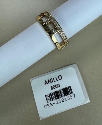 Anillo Doble con Cristales y Gemas Móviles