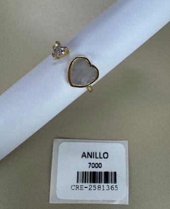 Anillo Abierto con Corazón de Piedra Natural y Brillante