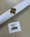 Anillo Diseño Cuadrifolio con Textura Rayada