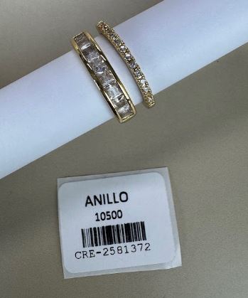 Anillo Doble con Cristales Baguette y Brillantes