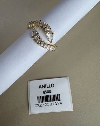 Anillo Abierto con Cristales Talla Pera