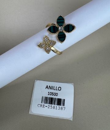 Anillo Abierto con Motivos Florales