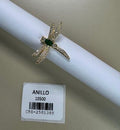 Anillo Diseño Libélula con Piedra Verde y Cristales