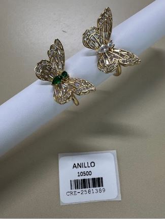 Anillo Ajustable Diseño Mariposa con Cristales