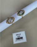 Anillo con Gema Central Ovalada y Halo de Cristales