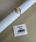 Anillo Abierto con Perla y Aro con Pavé