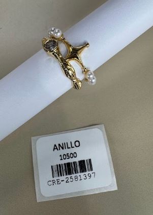 Anillo Doble con Perlas y Motivos de Estrella