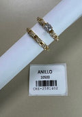 Anillo Diseño de Banda Doble con Cristales y Piedra Central