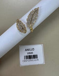 Anillo Ajustable Diseño Hojas con Cristales
