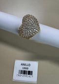 Anillo con Motivo de Corazón Cubierto de Piedras